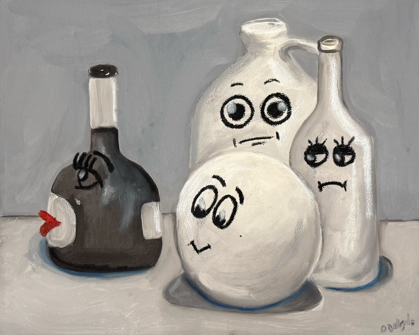 "Stillish Life (Grey)" oil on canvas