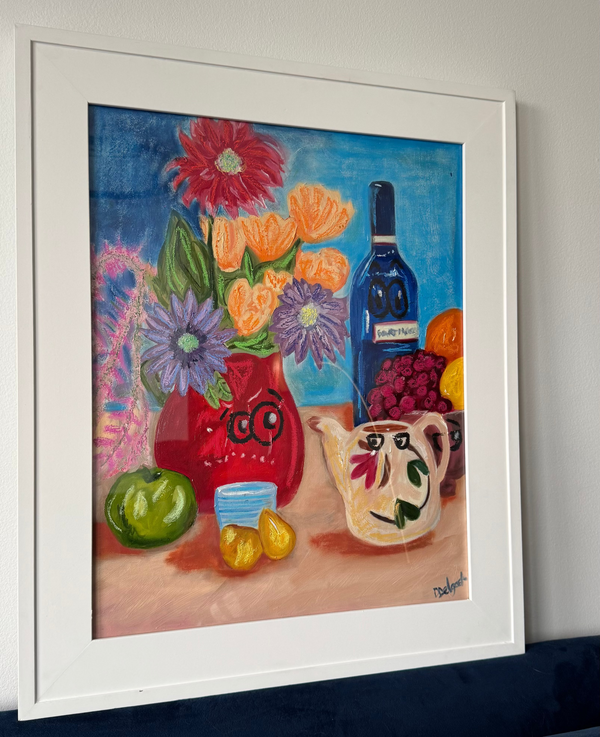 "Stillish Life II" oil and oil pastel on canvas