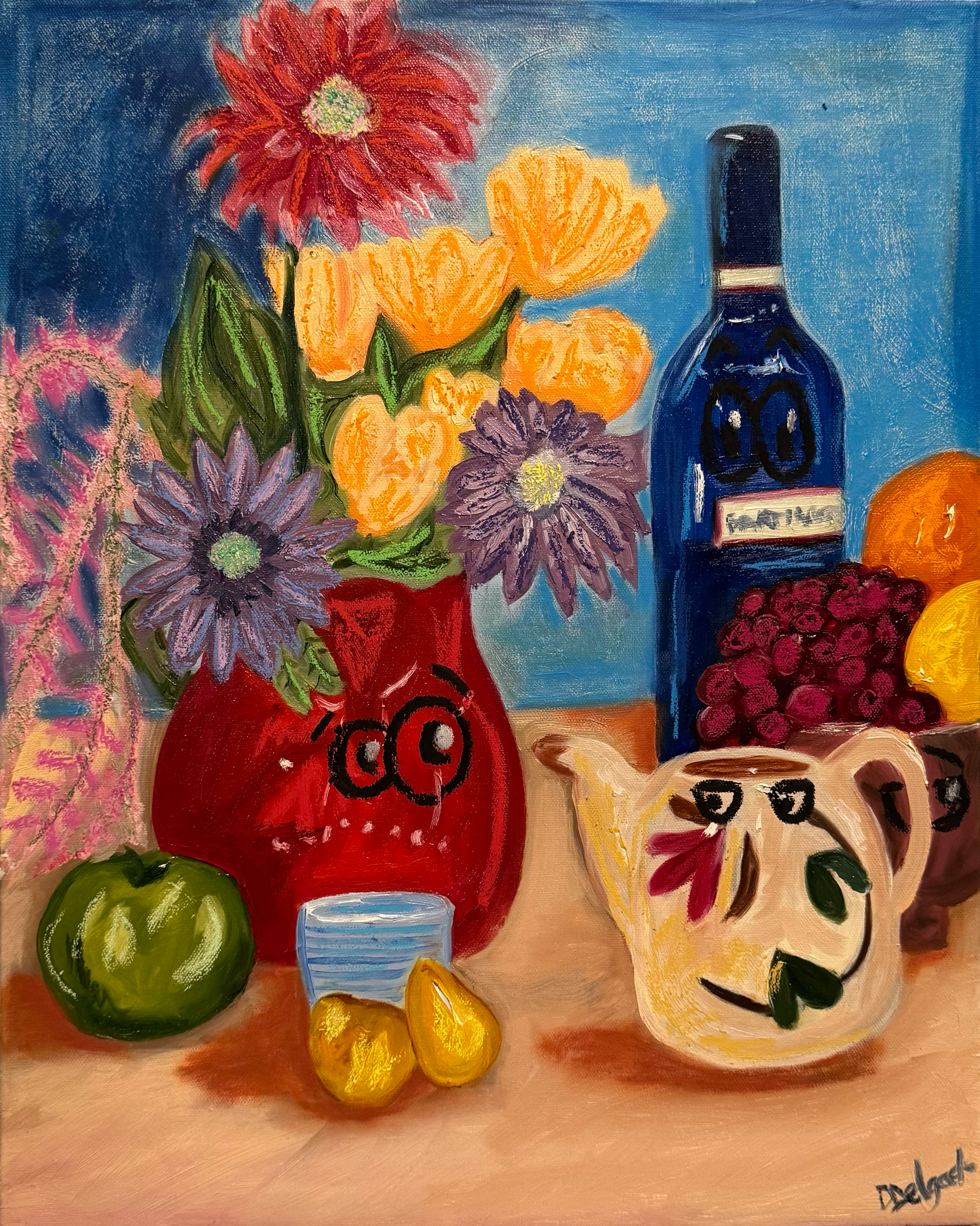 "Stillish Life II" ORIGINAL oil and oil pastel on canvas