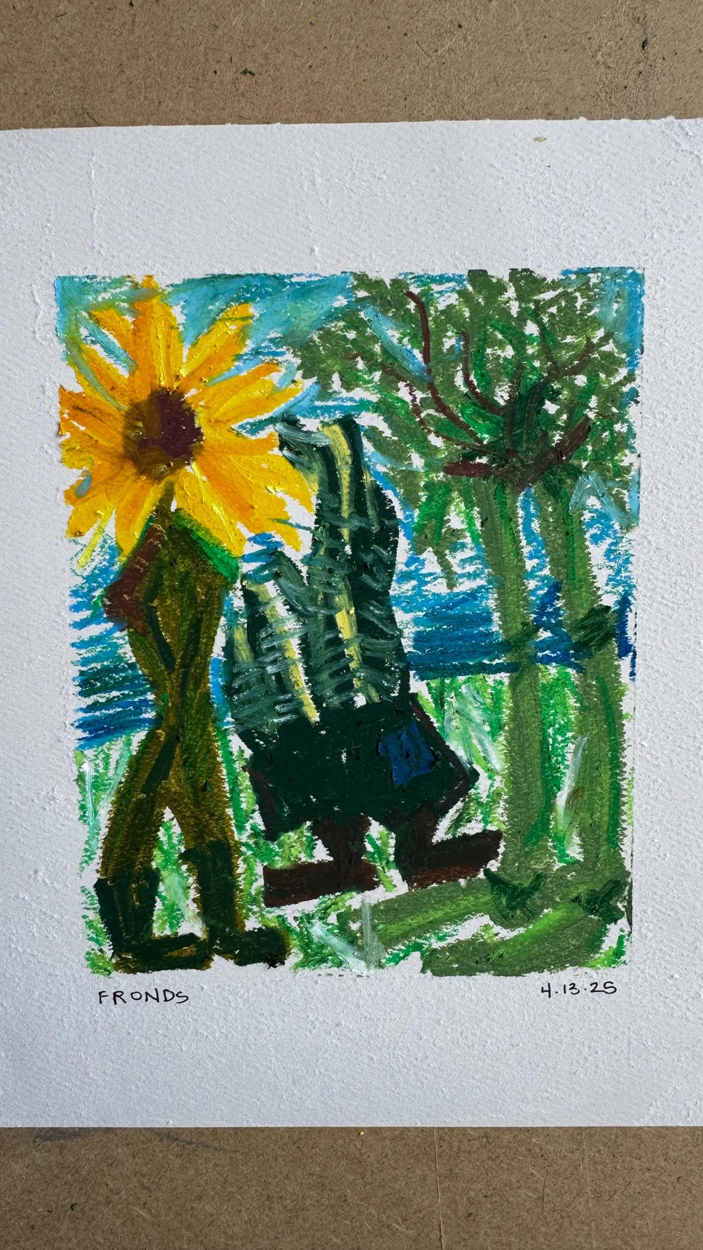 Sunflower, Snake Plant, and Fern “Fronds Plant Print