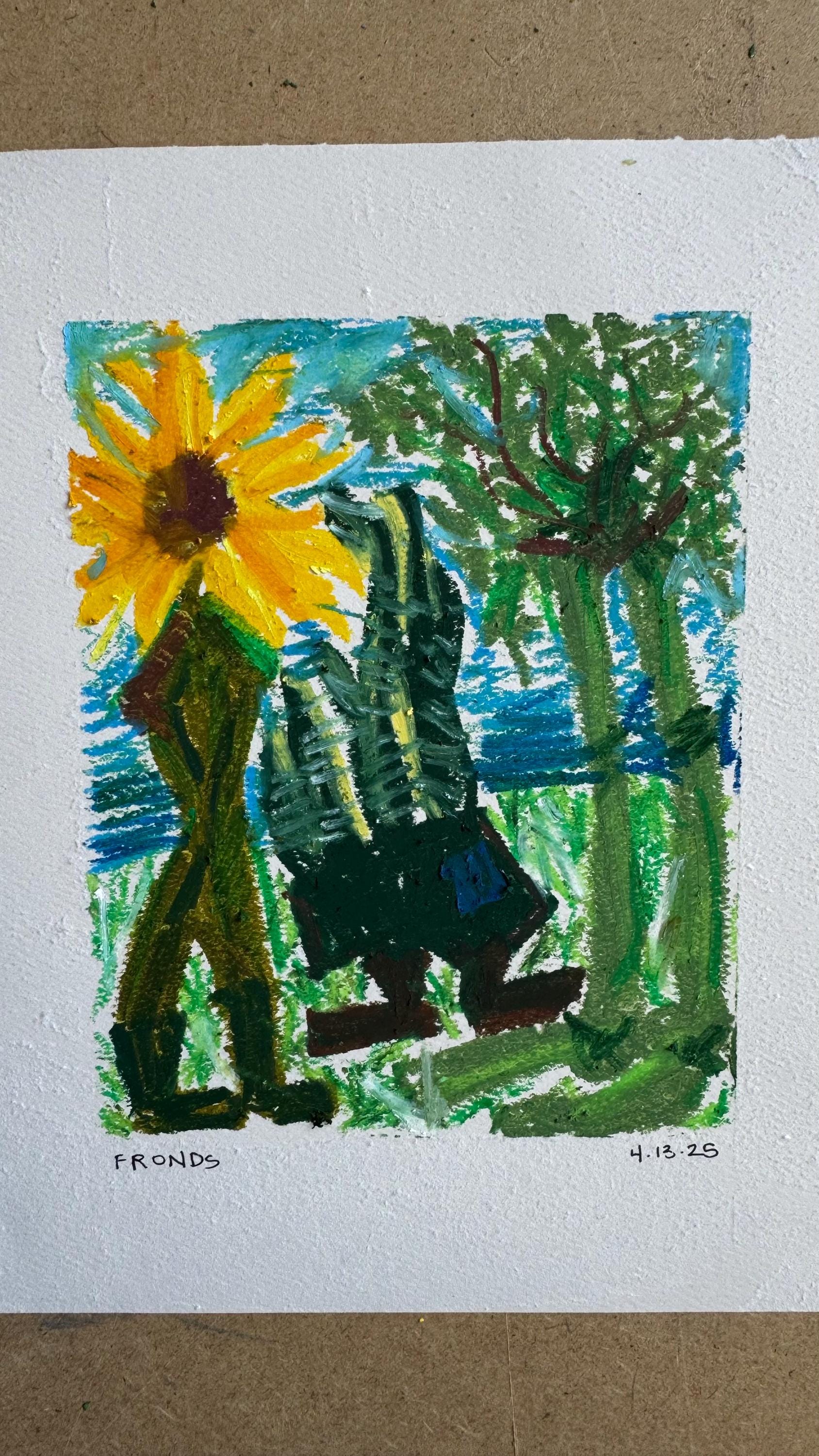 Sunflower, Snake Plant, and Fern “Fronds Plant Print